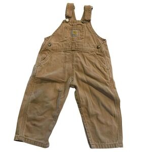 Carhartt Toddler Overalls 18-24M Brown Duck Canvas Workwear Aesthetic Unisex